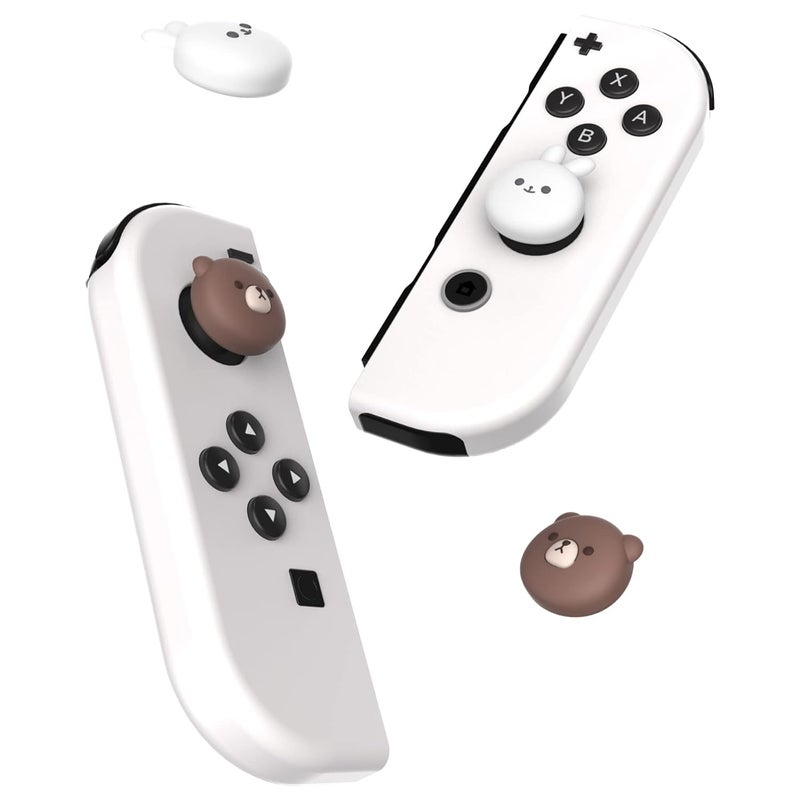 playvital Joystick Caps for Nintendo Switch, Thumbstick Grips for Switch Lite, Analog Cover for OLED Joycon Thumb Grip Caps - Chubby Bear & Smiley Bunny - Image 5